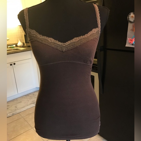 Hollister Tops - Y2k Hollister brown Bella swan lace tank top alt